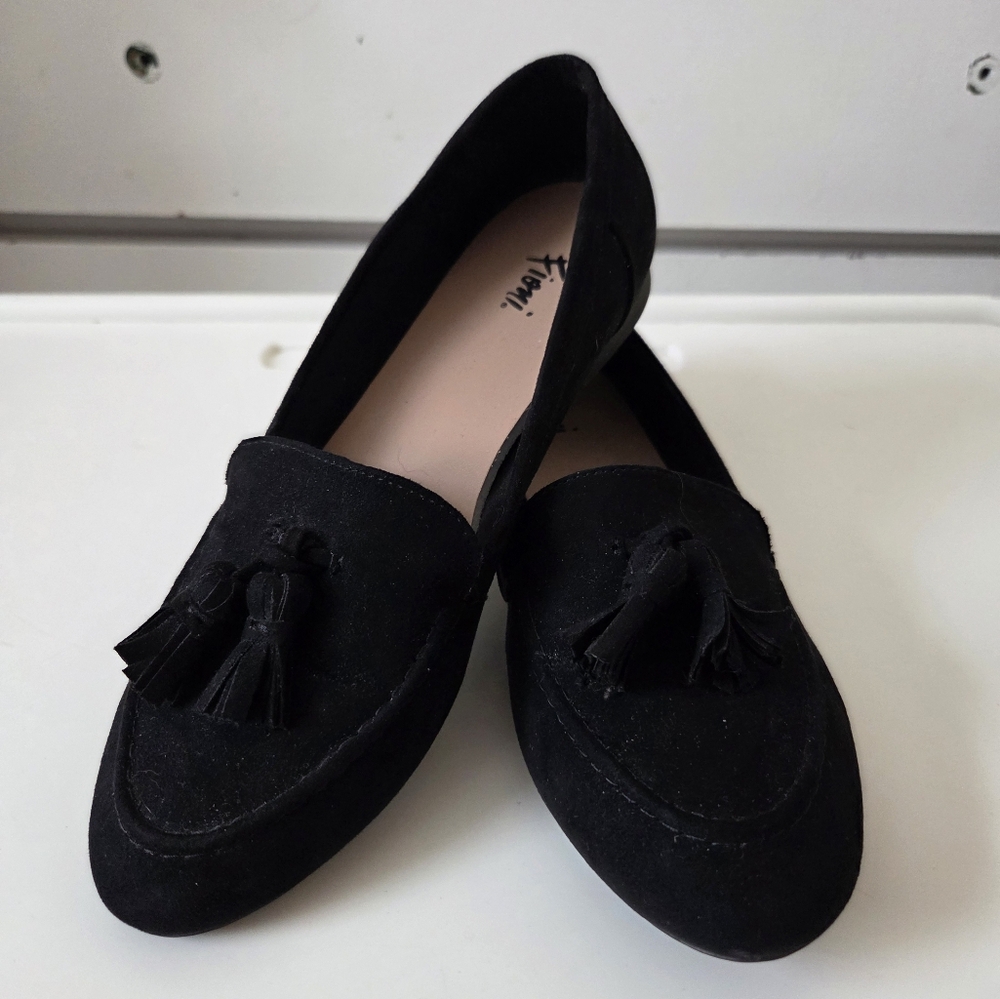 Fioni Ballet Flats Black Suede Leather Slip On Comfort Tassels Womens Size 6.5 - Picture 12 of 15